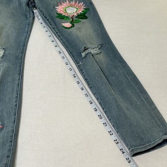 Mother high Waisted Looker Crop Denim Jeans In Chatterbox Embroidered Size 28 - Picture 13 of 15